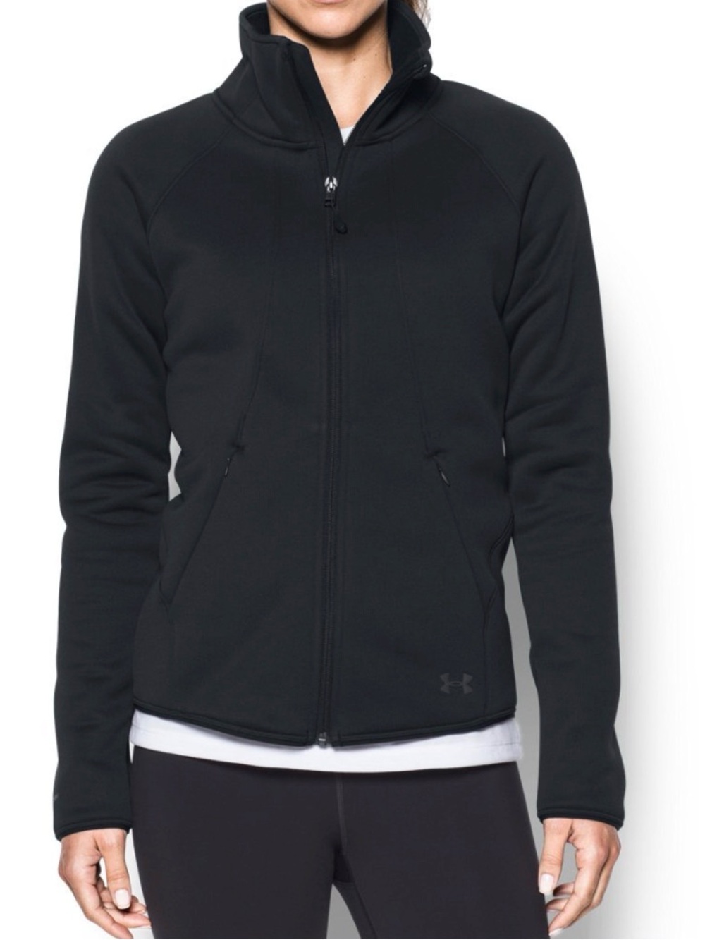 Under Armour Women's Black Full-Zip Fleece Jacket - Size Medium (EUC)